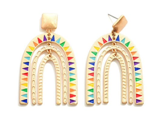 Over the Rainbow Metal Dangle Earrings