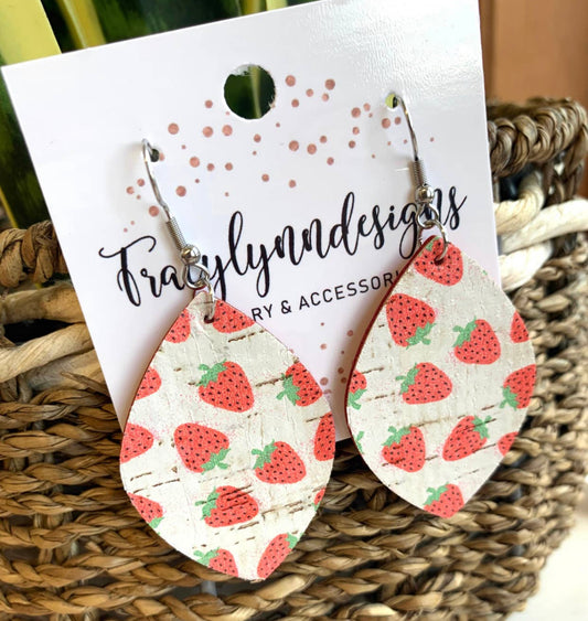 Strawberry Fields Cork Earrings