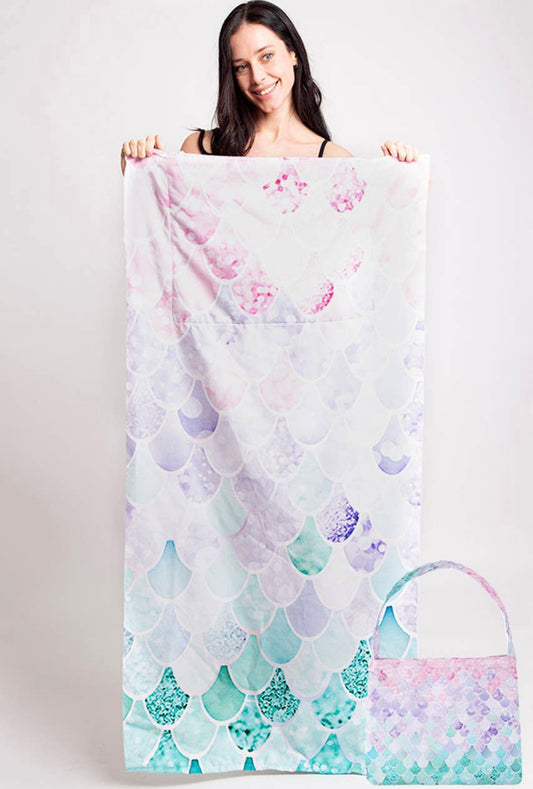 Mermaid Wishes Beach Towel With Shoulder Strap