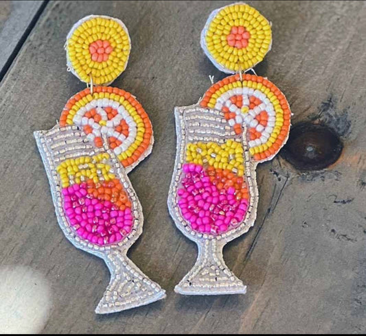 Mimosa Sunrise Seed Bead Earrings