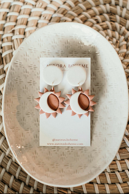 Sun & Moon Clay Earrings