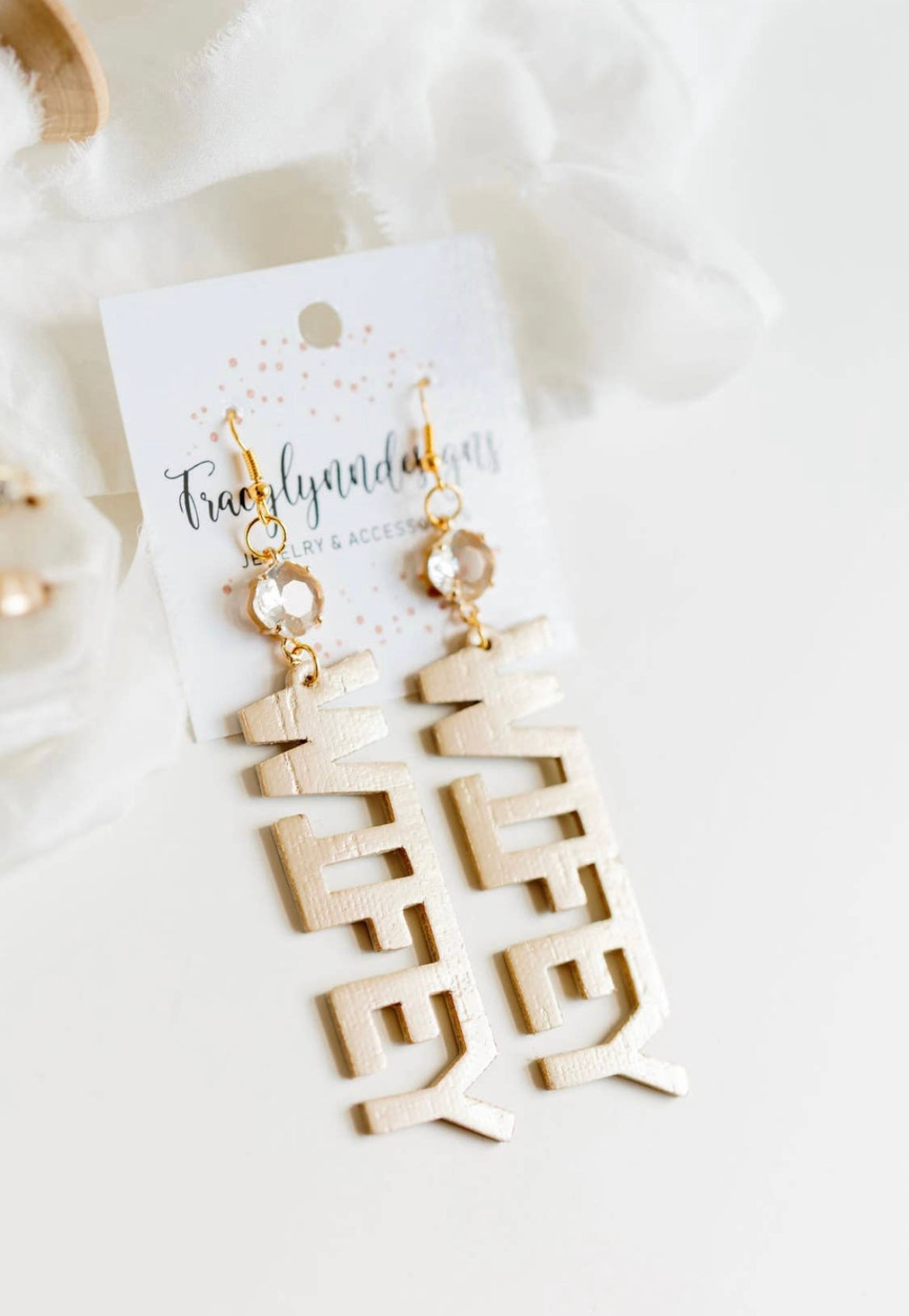 Wifey Dangle Cork Earrings